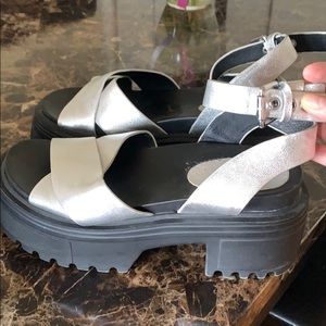 Shellys London Ankle Strap Platform Leather Sandal